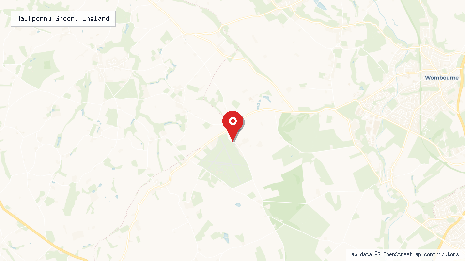 Street map of Halfpenny Green, England with location pin