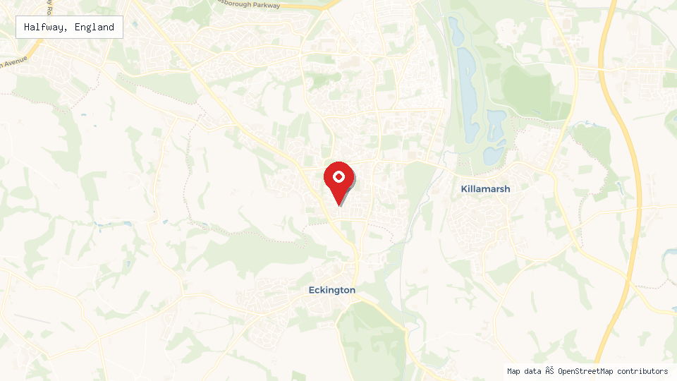 Street map of Halfway, England with location pin