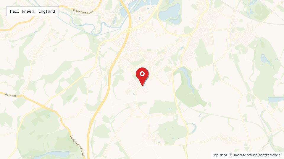 Street map of Hall Green, England with location pin