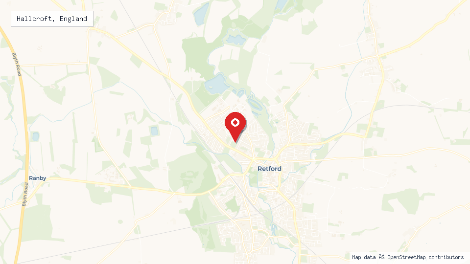 Street map of Hallcroft, England with location pin