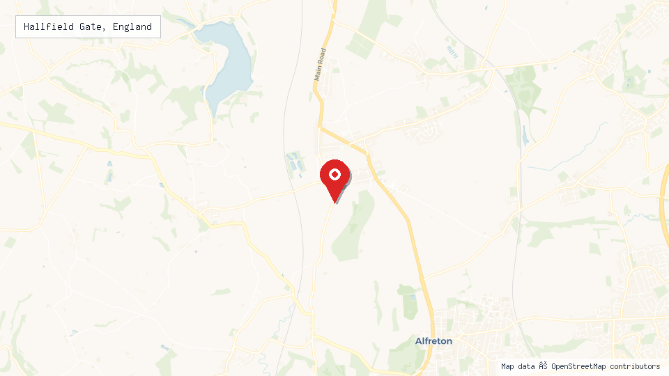 Street map of Hallfield Gate, England with location pin