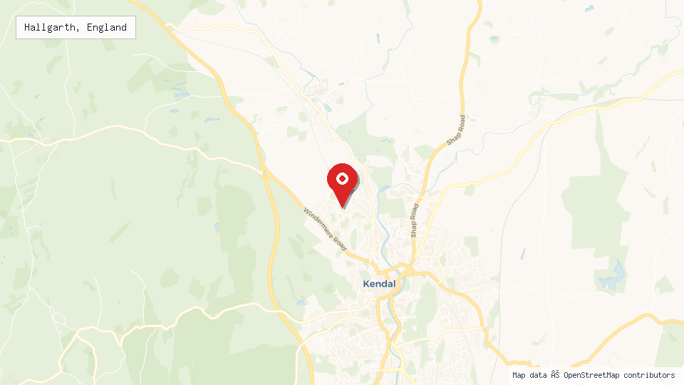 Street map of Hallgarth, England with location pin