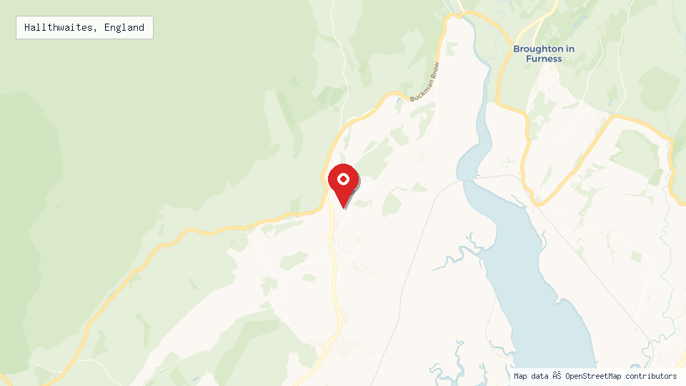 Street map of Hallthwaites, England with location pin