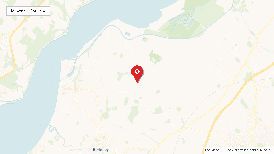Street map of Halmore, England with location pin