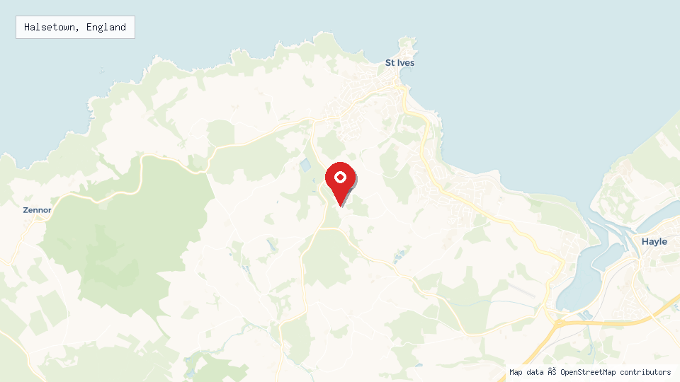 Street map of Halsetown, England with location pin