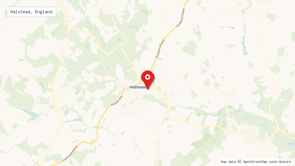 Street map of Halstead, England with location pin