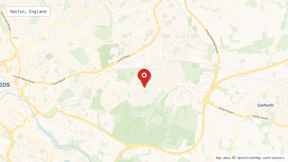 Street map of Halton, England with location pin