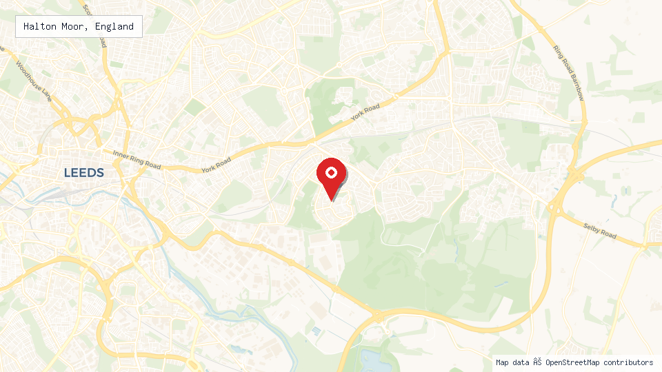Street map of Halton Moor, England with location pin