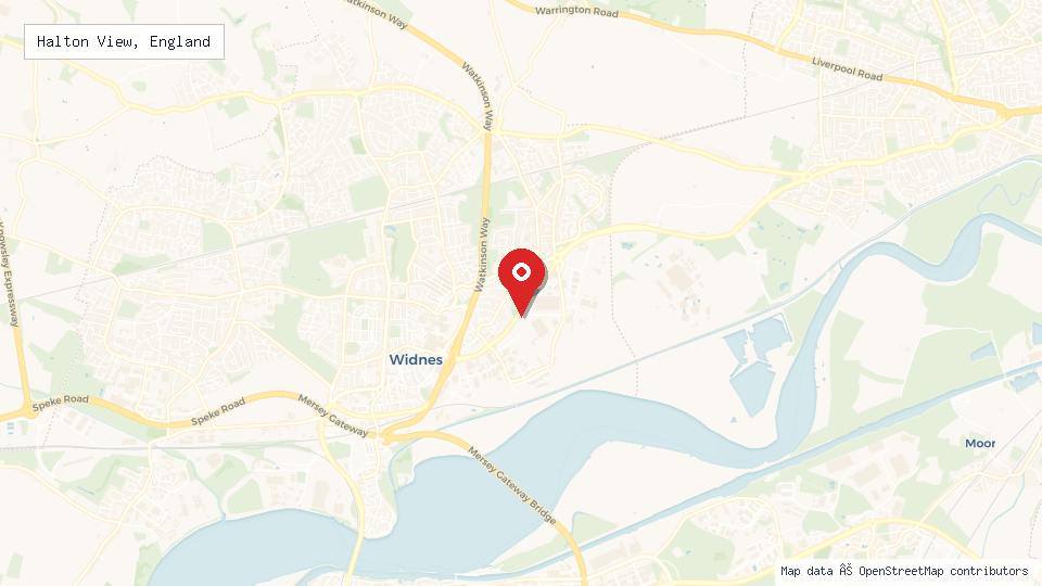 Street map of Halton View, England with location pin