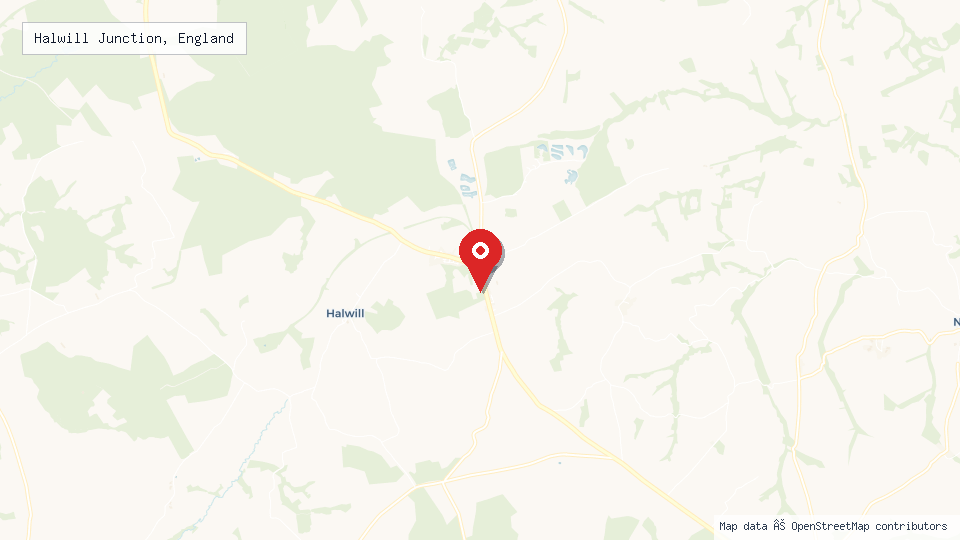 Street map of Halwill Junction, England with location pin