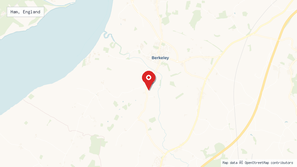 Street map of Ham, England with location pin
