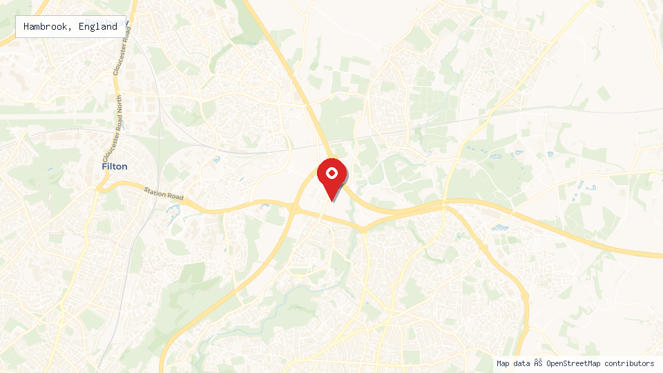 Street map of Hambrook, England with location pin