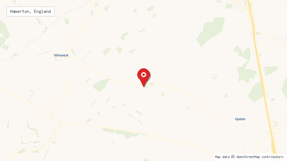 Street map of Hamerton, England with location pin