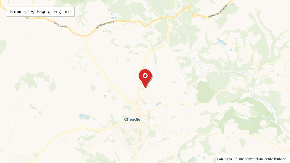 Street map of Hammersley Hayes, England with location pin