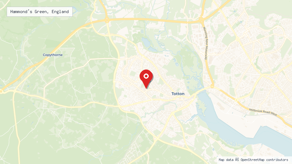Street map of Hammond's Green, England with location pin