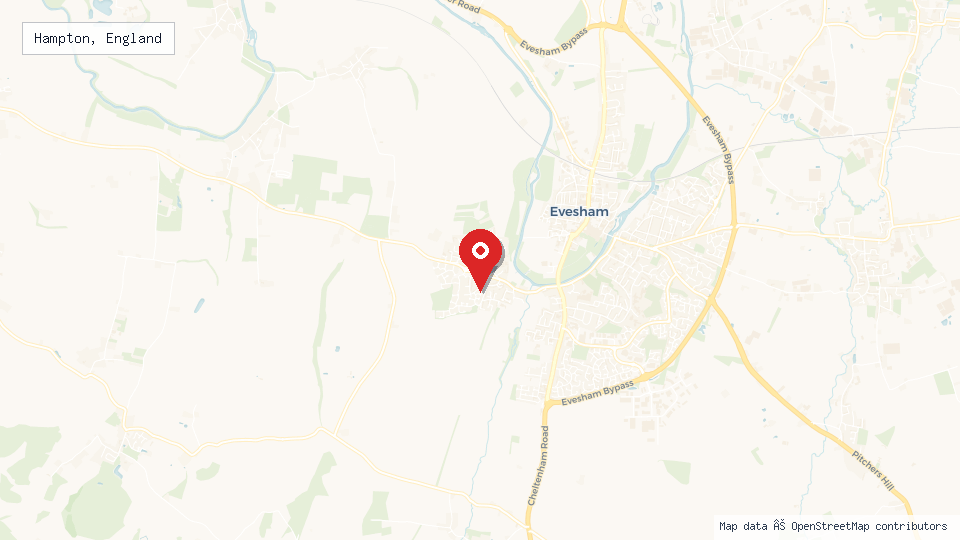 Street map of Hampton, England with location pin