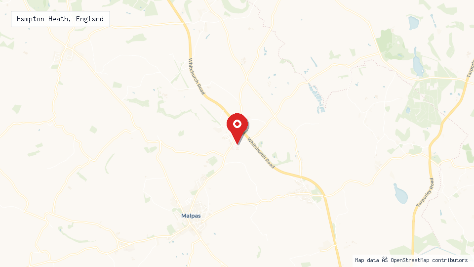 Street map of Hampton Heath, England with location pin