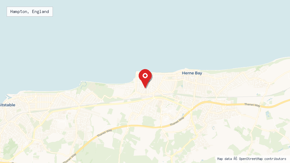 Street map of Hampton, England with location pin
