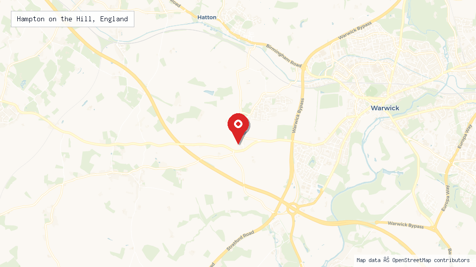 Street map of Hampton on the Hill, England with location pin