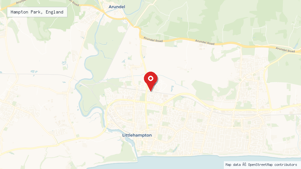 Street map of Hampton Park, England with location pin