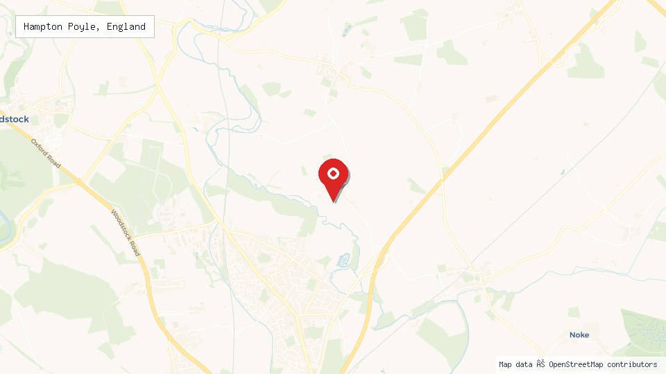 Street map of Hampton Poyle, England with location pin