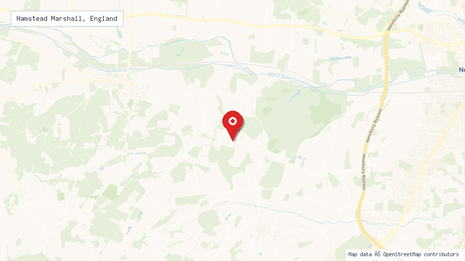 Street map of Hamstead Marshall, England with location pin