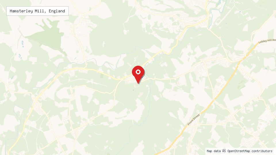 Street map of Hamsterley Mill, England with location pin