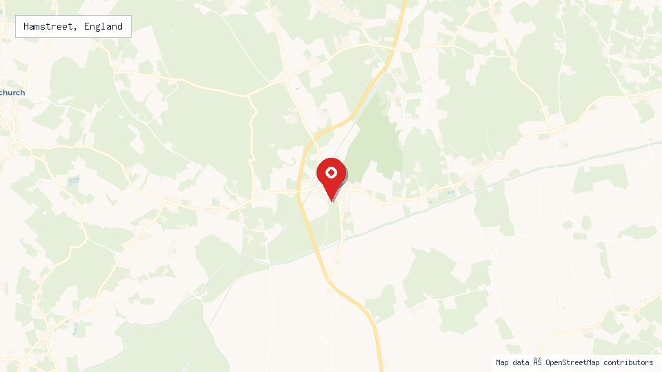 Street map of Hamstreet, England with location pin