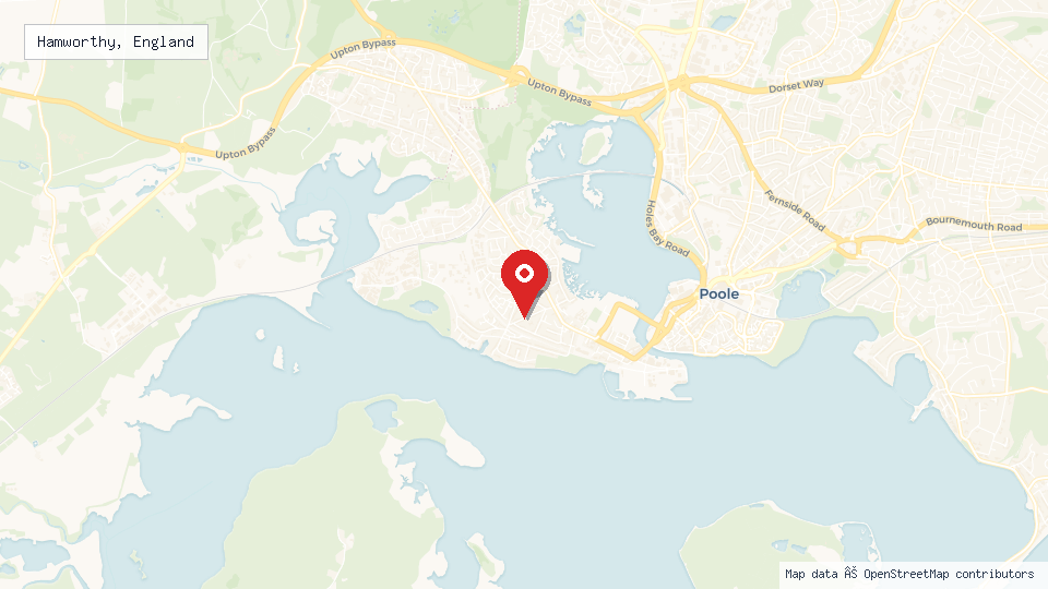 Street map of Hamworthy, England with location pin