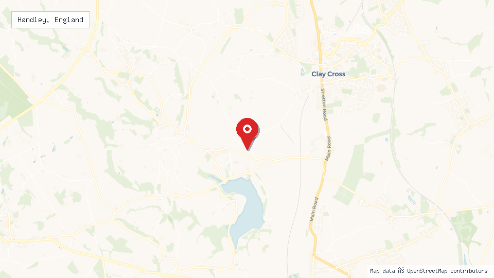Street map of Handley, England with location pin