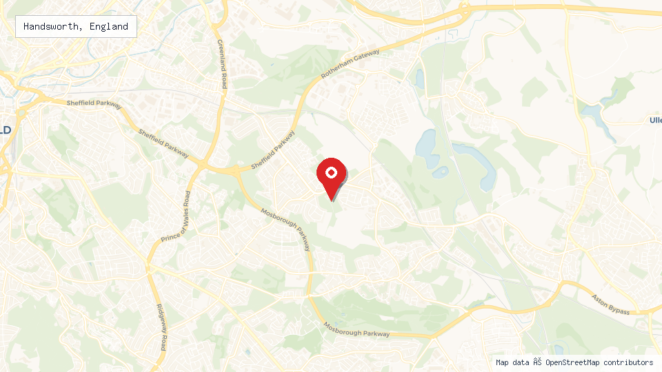 Street map of Handsworth, England with location pin