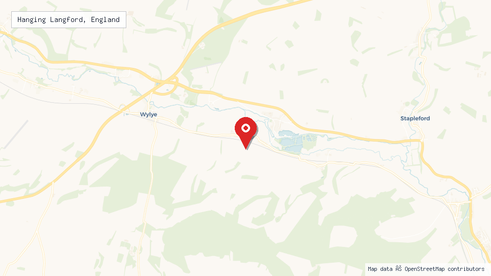 Street map of Hanging Langford, England with location pin