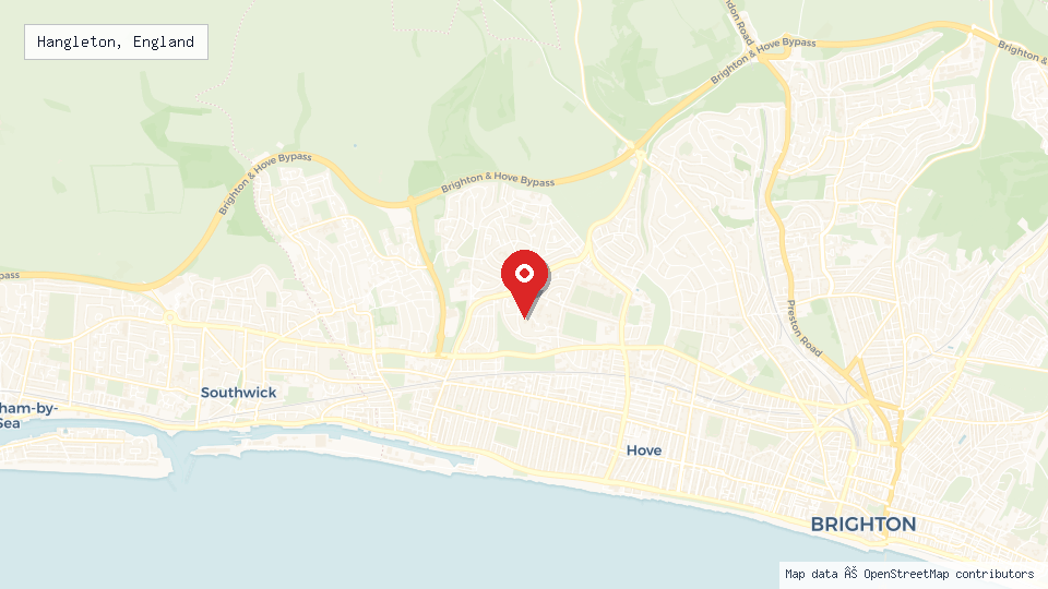 Street map of Hangleton, England with location pin