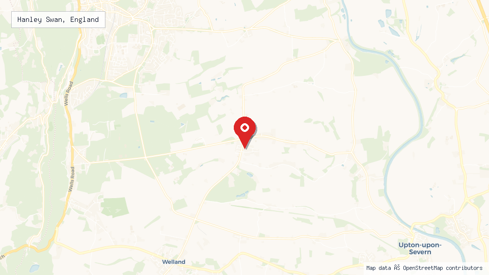 Street map of Hanley Swan, England with location pin