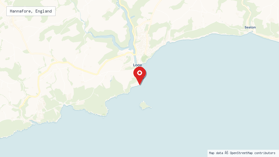 Street map of Hannafore, England with location pin