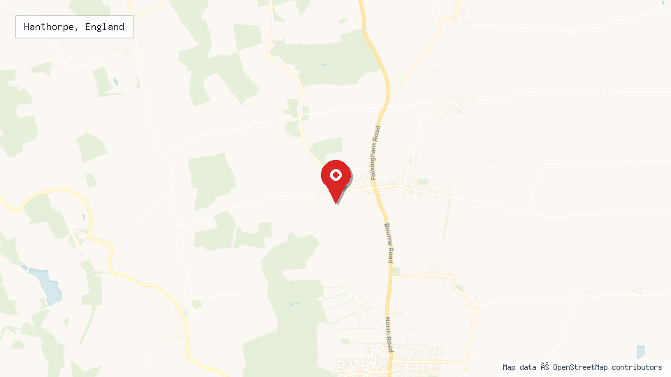 Street map of Hanthorpe, England with location pin