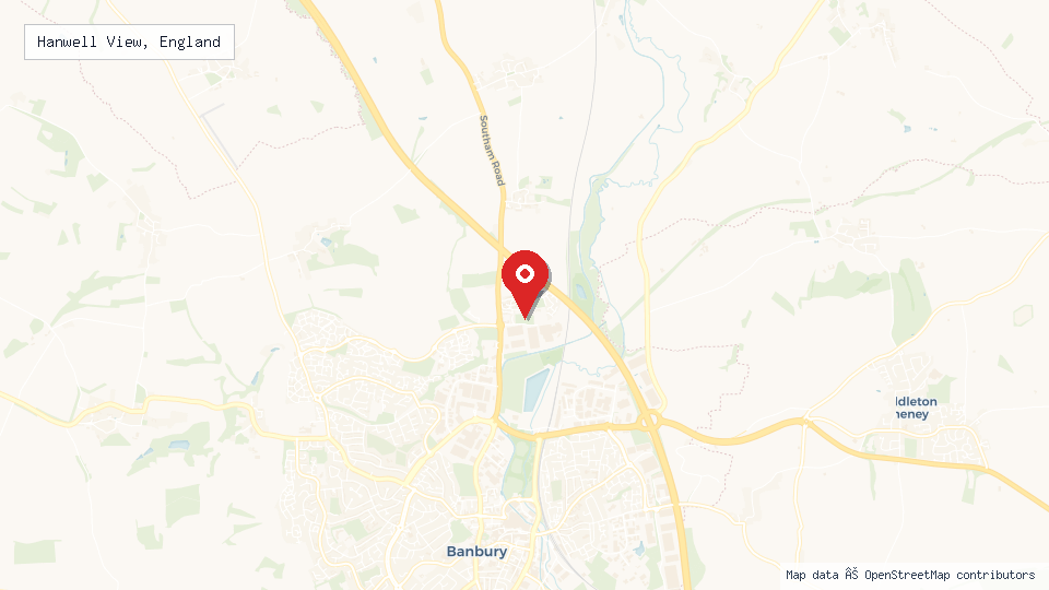 Street map of Hanwell View, England with location pin