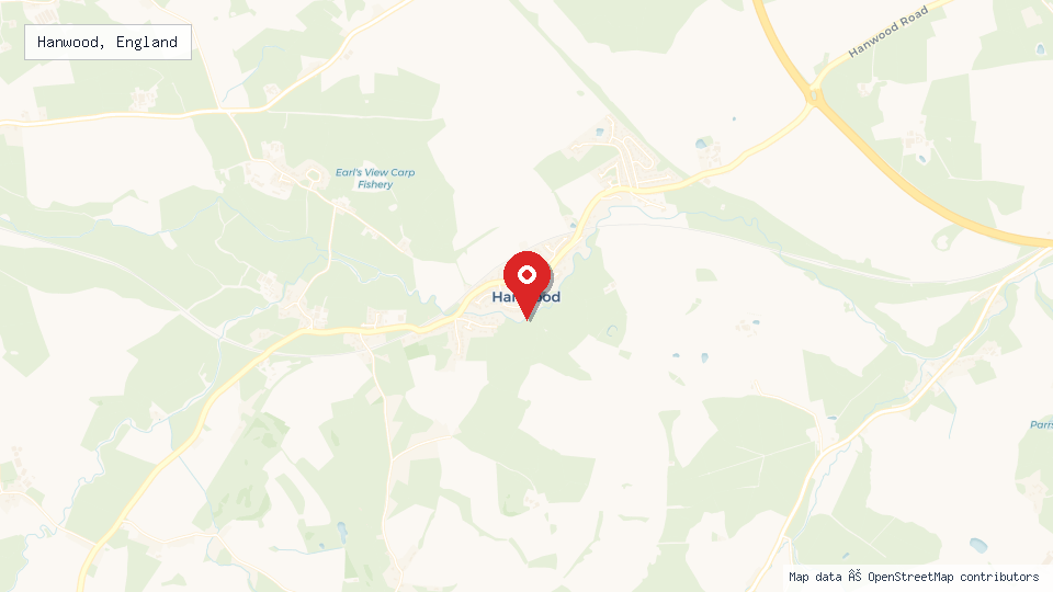 Street map of Hanwood, England with location pin