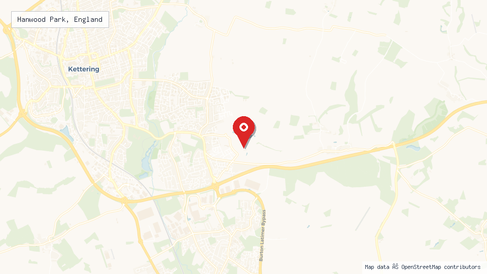 Street map of Hanwood Park, England with location pin