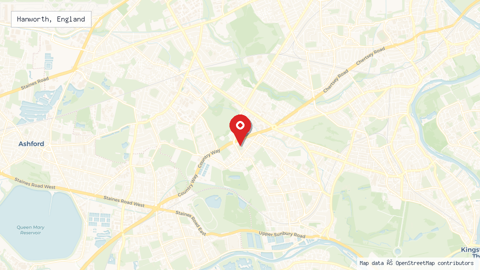Street map of Hanworth, England with location pin