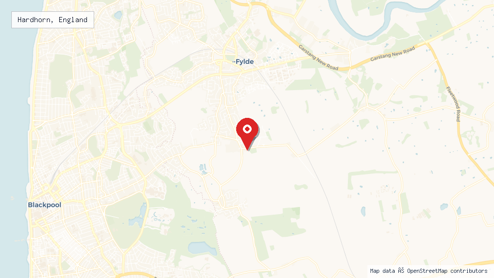 Street map of Hardhorn, England with location pin