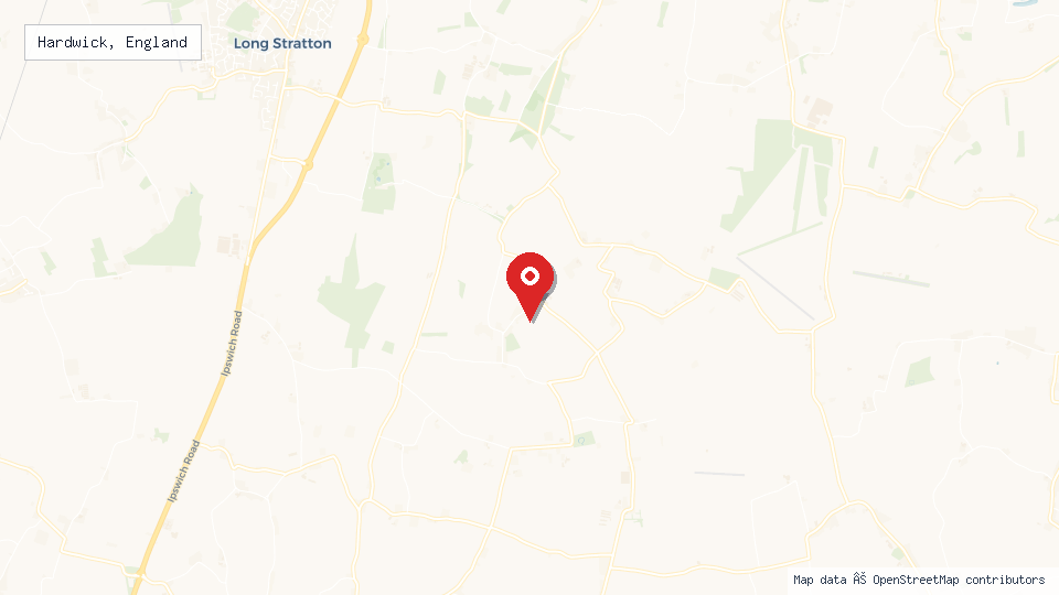 Street map of Hardwick, England with location pin