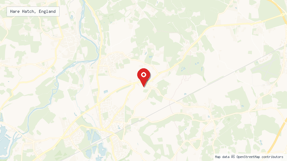 Street map of Hare Hatch, England with location pin