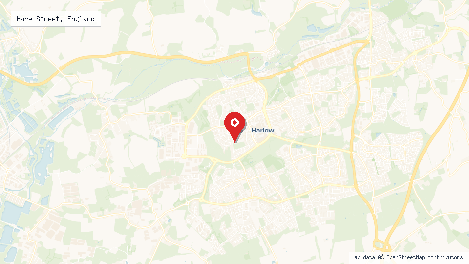 Street map of Hare Street, England with location pin