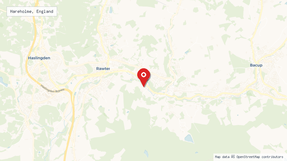 Street map of Hareholme, England with location pin