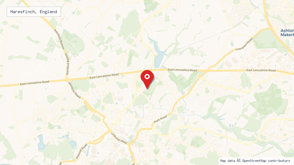 Street map of Haresfinch, England with location pin