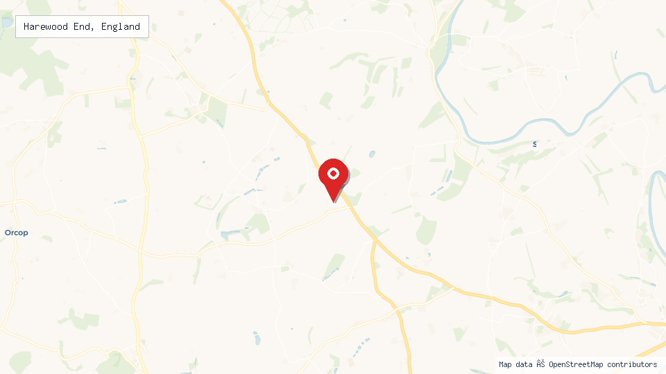 Street map of Harewood End, England with location pin