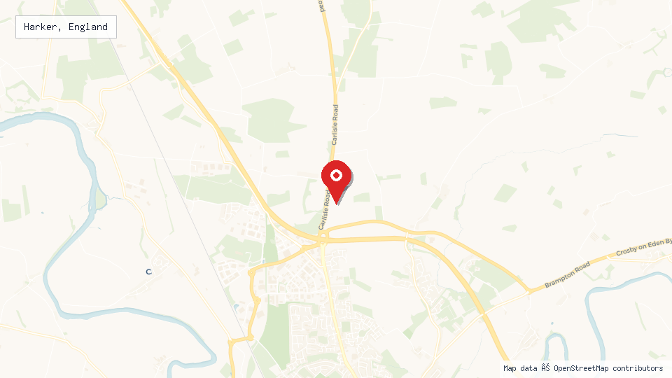 Street map of Harker, England with location pin
