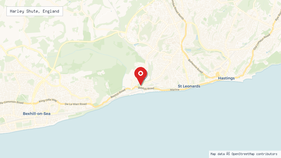 Street map of Harley Shute, England with location pin