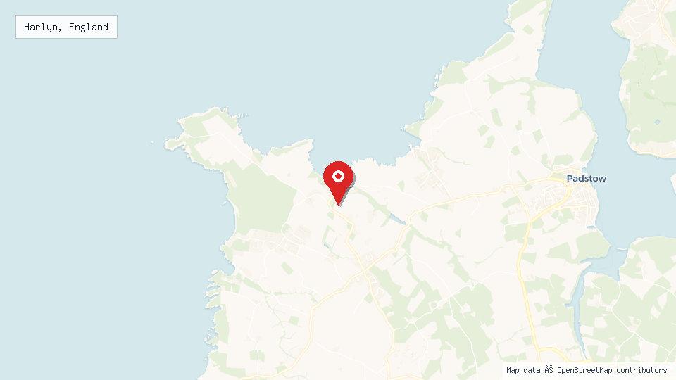 Street map of Harlyn, England with location pin